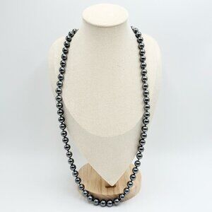 Vintage John River Signed Timeless Dark Gray Faux Pearls Small Beaded Necklace